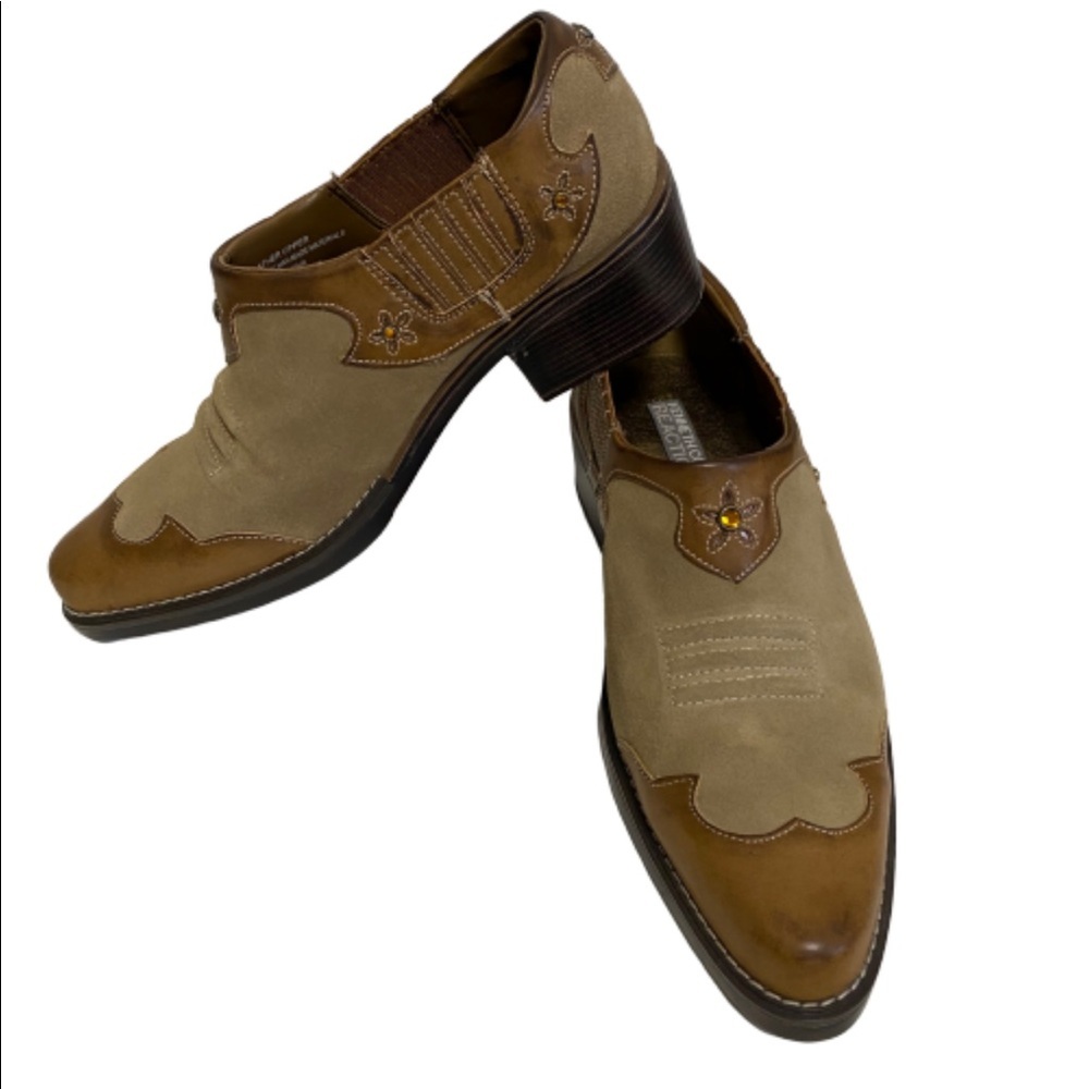 Kenneth Cole Reaction Women’s Tan Brown Leather Western Booties Shoes Size 5